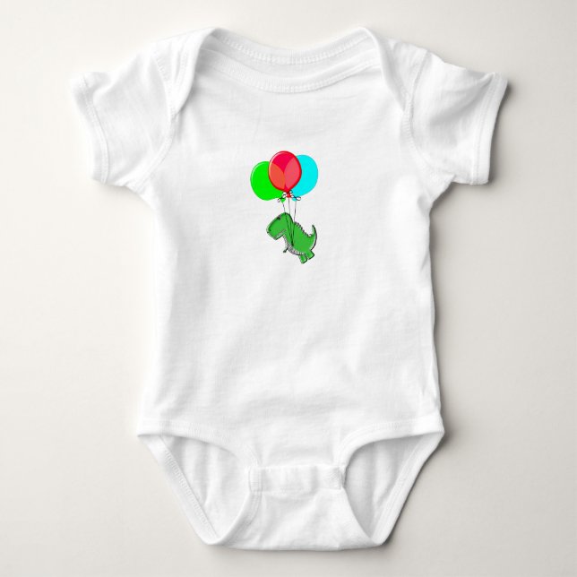 Niedlicher und wütender Toy Dinosaurier mit Balloo Baby Strampler (Vorderseite)