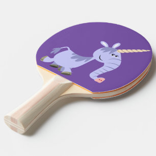 Niedlicher ungewöhnlicher Cartoon Einhorn Ping Pon Tischtennis Schläger