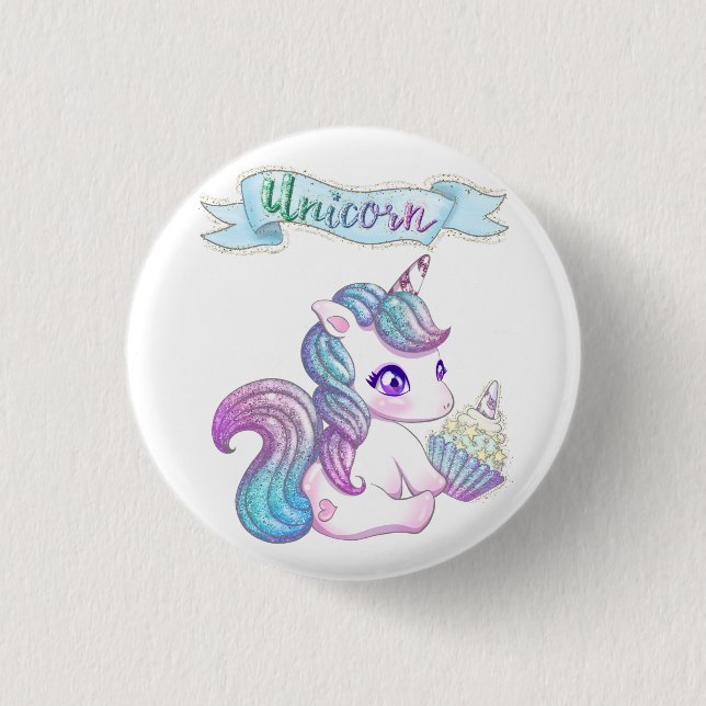 Niedlicher Unicorn Button (Vorderseite)