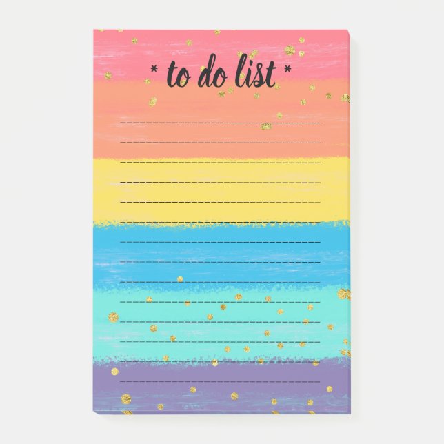 Niedlicher Unicorn färbt Anmerkungen Post-it Klebezettel (Vorderseite)