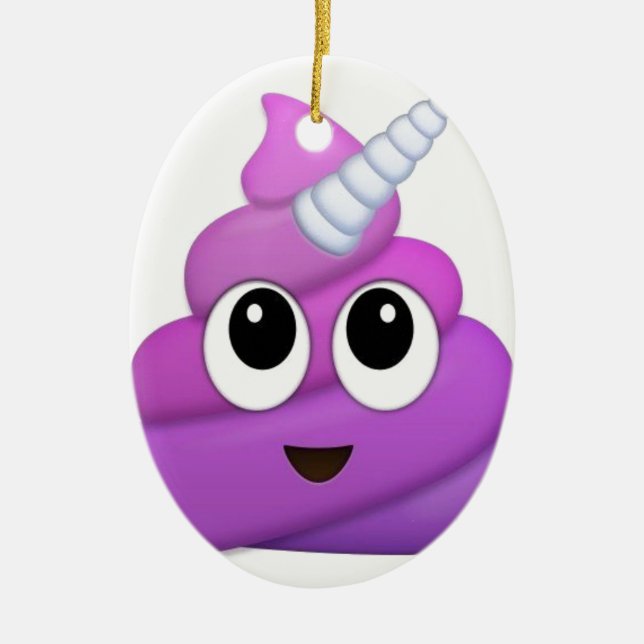 Niedlicher Unicorn kacken emoji Keramikornament (Vorne)