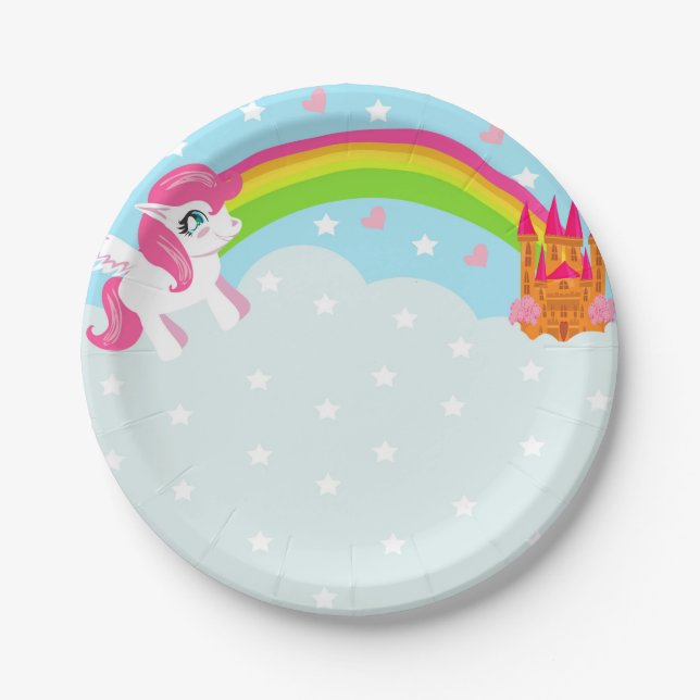 niedlicher Unicorn Papierplatte Pappteller (Vorderseite)