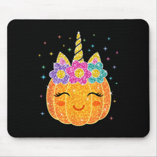 Niedlicher Unicorn Pumpkin Halloween Erntedank Mousepad