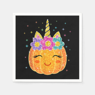 Niedlicher Unicorn Pumpkin Halloween Erntedank Serviette