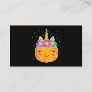 Niedlicher Unicorn Pumpkin Halloween Erntedank Visitenkarte