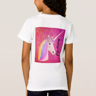 Niedlicher Unicorn Regenbogen Fantasie Rosa Glitze T-Shirt