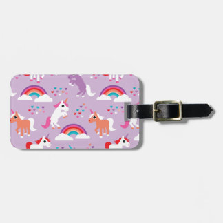 Niedlicher Unicorn-Regenbogen lila Gepäckanhänger