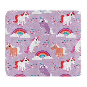 Niedlicher Unicorn-Regenbogen lila Schneidebrett