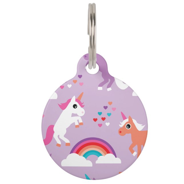 Niedlicher Unicorn-Regenbogen lila Tiermarke (Vorderseite)