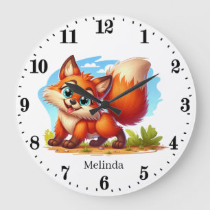 Niedlicher Unisex-Baby-Fuchs Große Wanduhr