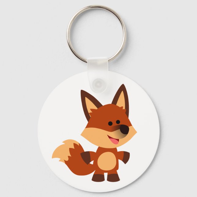 Niedlicher unschuldiger Cartoon Fox Schlüsselanhän Schlüsselanhänger (Vorderseite)