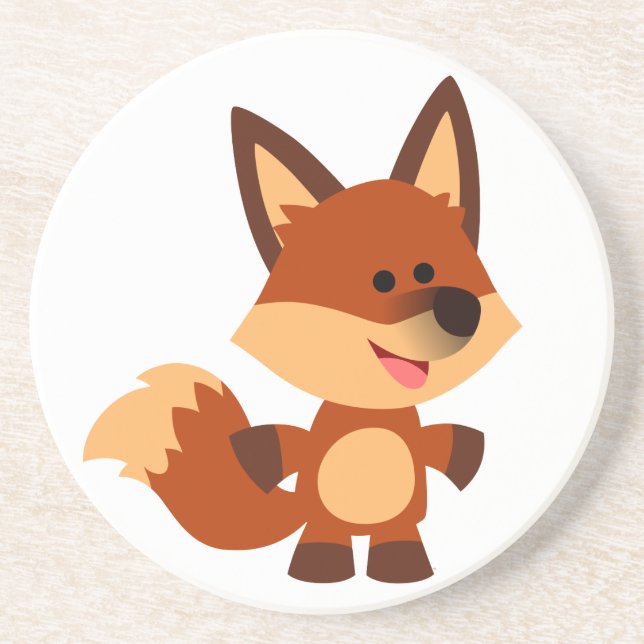 Niedlicher unschuldiger Cartoon Fox Untersetzer (Vorne)