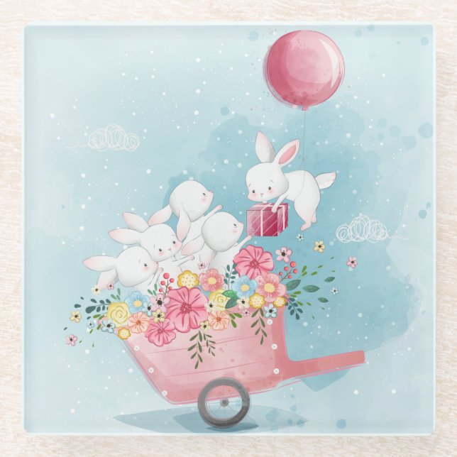 Niedlicher Untersetzer von Bunnies (Vorderseite)