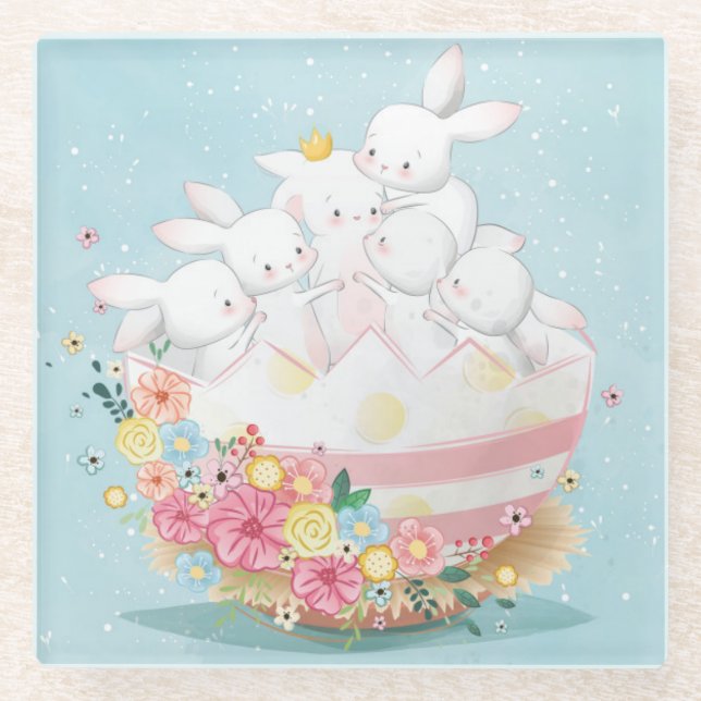 Niedlicher Untersetzer von Bunnies (Vorderseite)