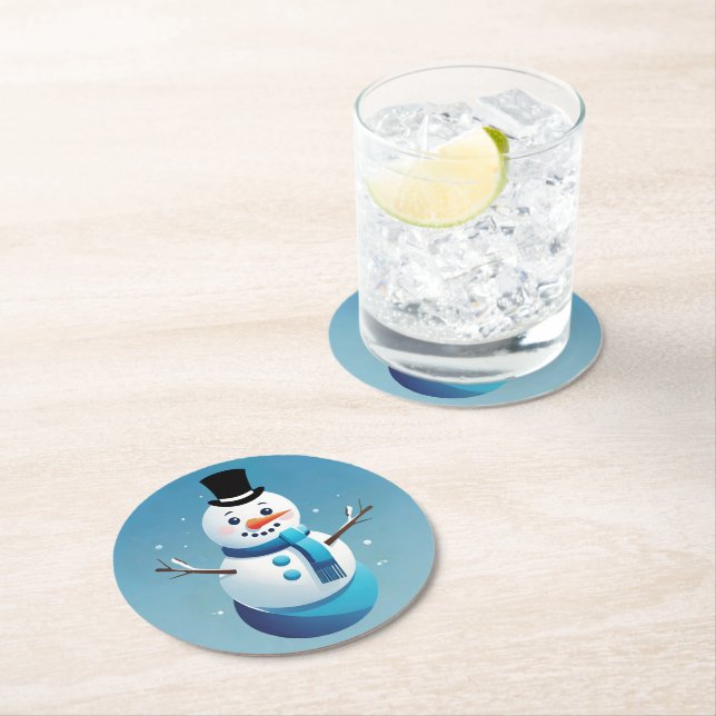 Niedlicher Untersetzer von Frosty Snowman Illustra (Vor Ort)