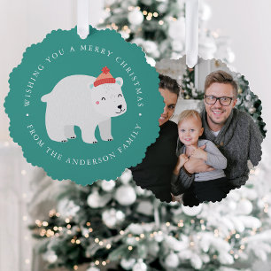 Niedlicher Urlaub mit dem Foto "Polar Bear" Ornament Karte