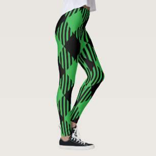 Niedlicher Urlaub Schwarz, Grün Kariert Tartan Wei Leggings