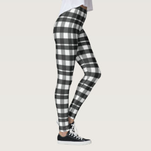 Niedlicher Urlaub Schwarz, Weiß Kariert Tartan Wei Leggings