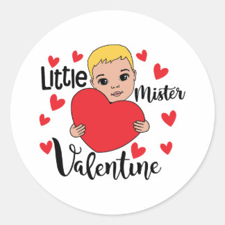 Niedlicher Valentine Boy Holding Herzstück Runder Aufkleber