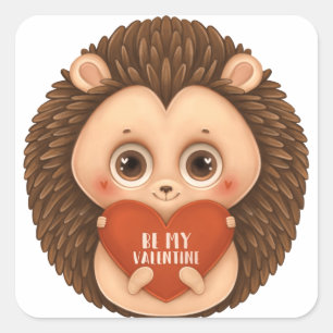 Niedlicher Valentine-Igel ist mein Valentine Quadratischer Aufkleber