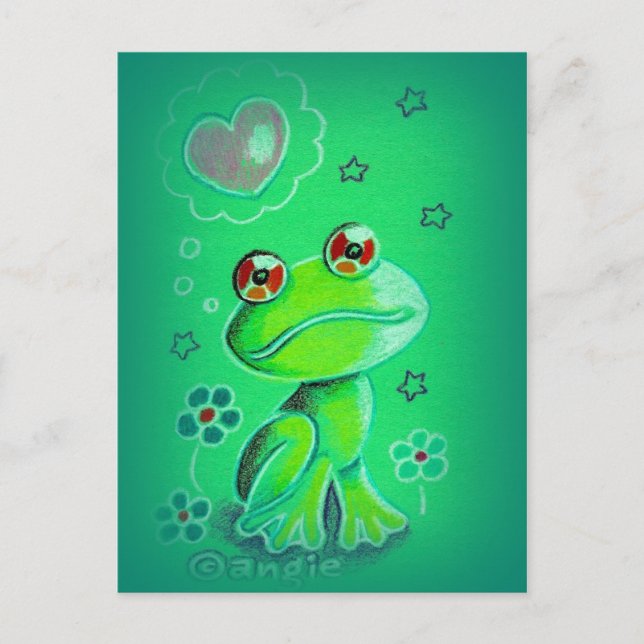 Niedlicher Valentine-Liebe Frosch Feiertagspostkarte (Vorderseite)