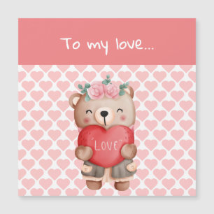 Niedlicher Valentiner Teddybär, der Liebe Herz sen Magnetkarte