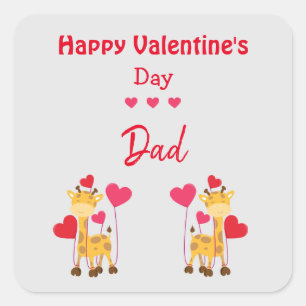 Niedlicher Valentinischer Vater mit Giraffen Quadratischer Aufkleber