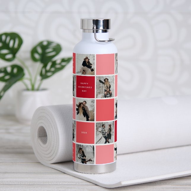 Niedlicher Valentinstag 10 Foto Grid Trinkflasche (Yoga)