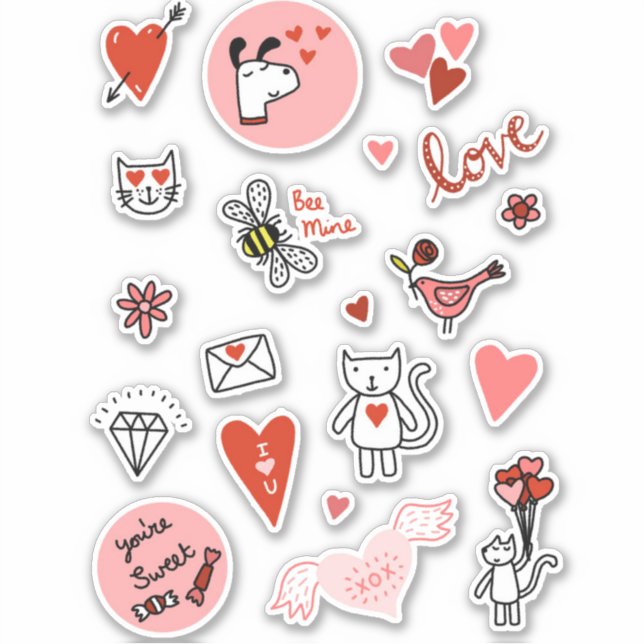 Niedlicher Valentinstag Aufkleber (Vorderseite)