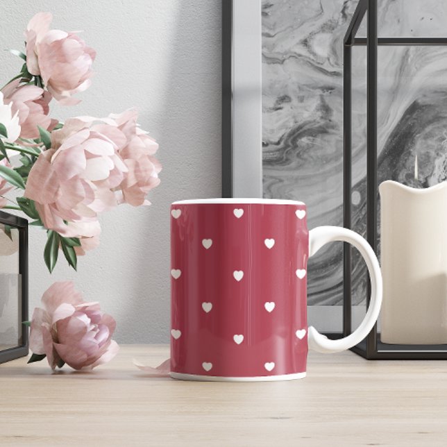 Niedlicher Valentinstag Burgunderherzen Kaffeetasse (Von Creator hochgeladen)