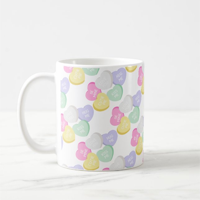 Niedlicher Valentinstag Candy Hearts Kaffeetasse (Links)