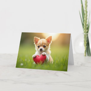 Niedlicher Valentinstag Chihuahua-Welpe Feiertagskarte