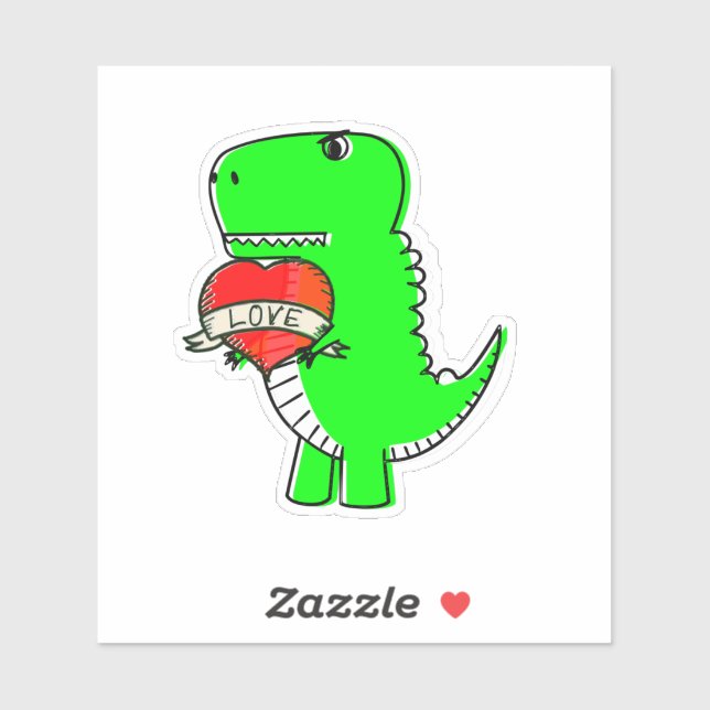 Niedlicher Valentinstag Dinosaurier Aufkleber (Blatt)