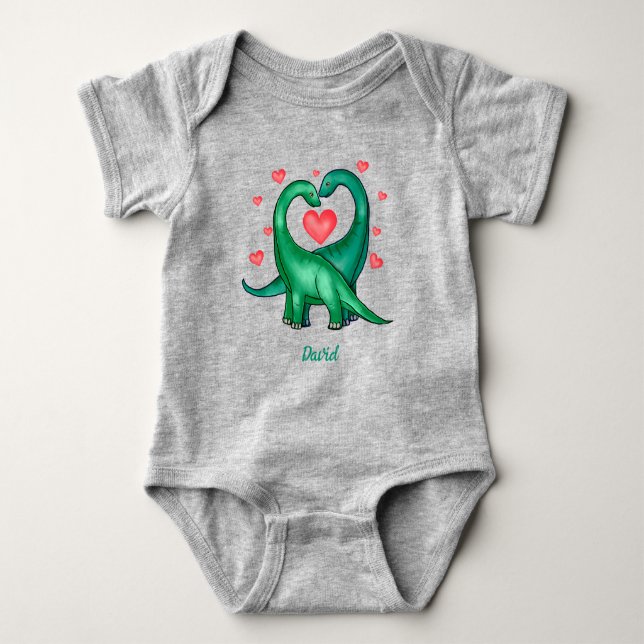 Niedlicher Valentinstag Dinosaurier Baby Strampler (Vorderseite)