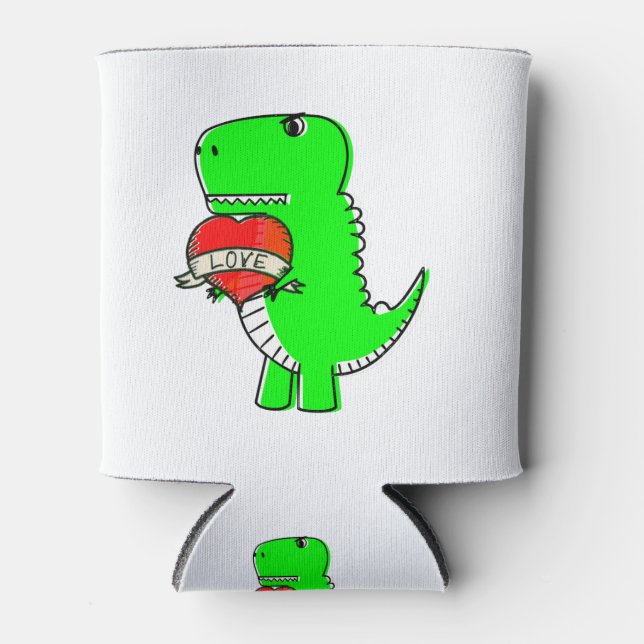 Niedlicher Valentinstag Dinosaurier Dosenkühler (Vorderseite)