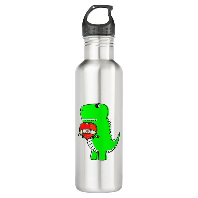 Niedlicher Valentinstag Dinosaurier Edelstahlflasche (Vorderseite)