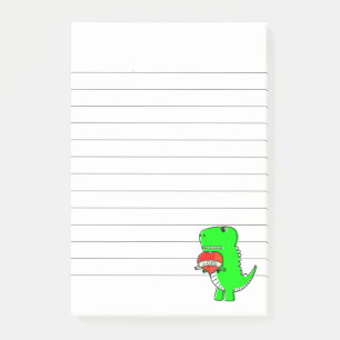 Niedlicher Valentinstag Dinosaurier Lined Post-it Klebezettel