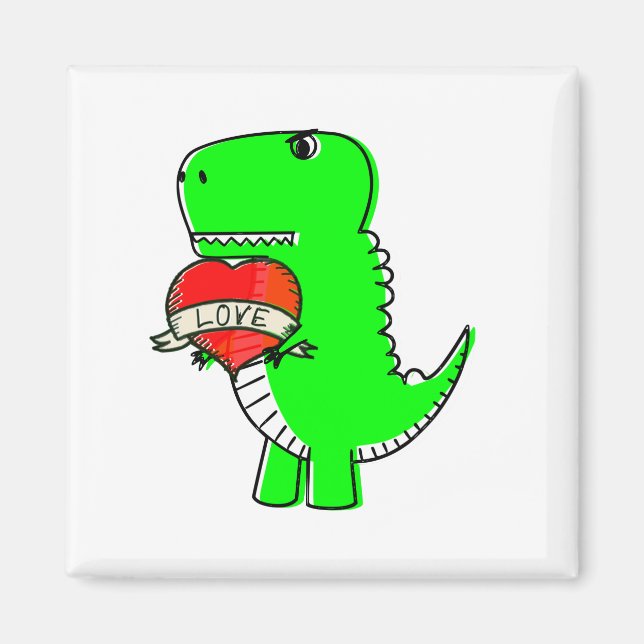 Niedlicher Valentinstag Dinosaurier Magnet (Vorne)