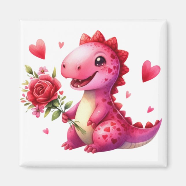Niedlicher Valentinstag-Dinosaurier Magnet (Vorne)