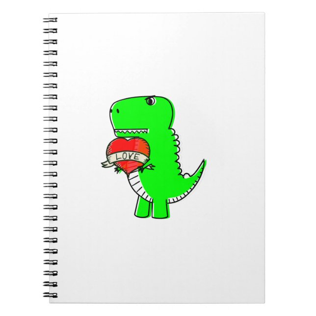 Niedlicher Valentinstag Dinosaurier Notizblock (Vorderseite)
