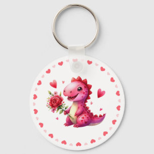 Niedlicher Valentinstag-Dinosaurier Schlüsselanhänger