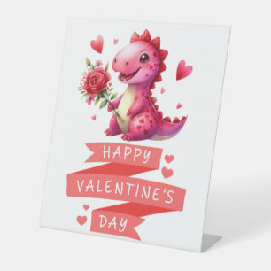 Niedlicher Valentinstag-Dinosaurier Sockelschild