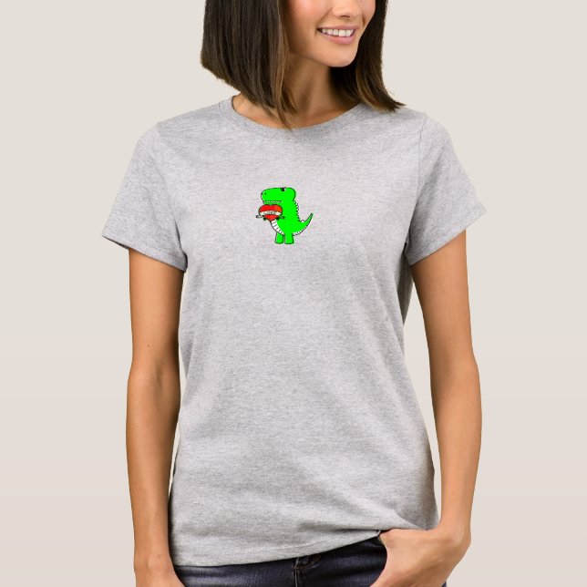 Niedlicher Valentinstag Dinosaurier T-Shirt (Vorderseite)
