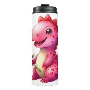 Niedlicher Valentinstag-Dinosaurier Thermosbecher