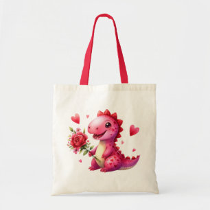 Niedlicher Valentinstag-Dinosaurier Tragetasche