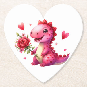 Niedlicher Valentinstag-Dinosaurier Untersetzer
