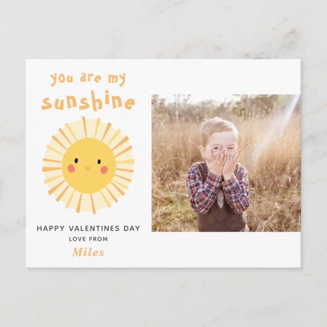 Niedlicher Valentinstag für gelbe Sonnenschutzmitt Postkarte (Vorderseite)