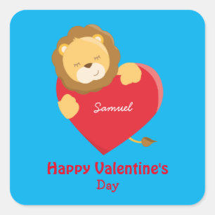 Niedlicher Valentinstag für ihn Quadratischer Aufkleber