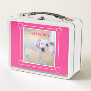 Niedlicher Valentinstag für zwei Foto Pink Puppy Metall Brotdose