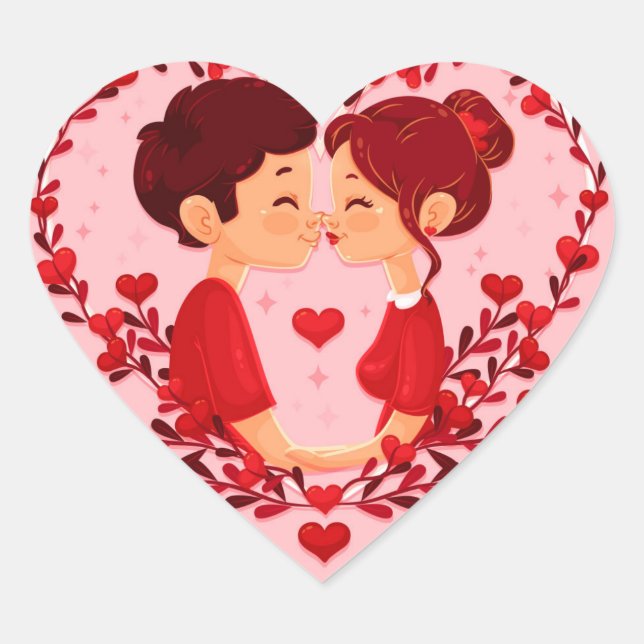 Niedlicher Valentinstag Herz-Aufkleber (Vorderseite)